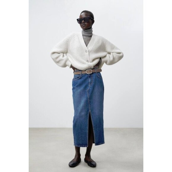 NWOT Zara taupe brown leather belt with silver hardware, 38.25" long - Picture 3 of 16